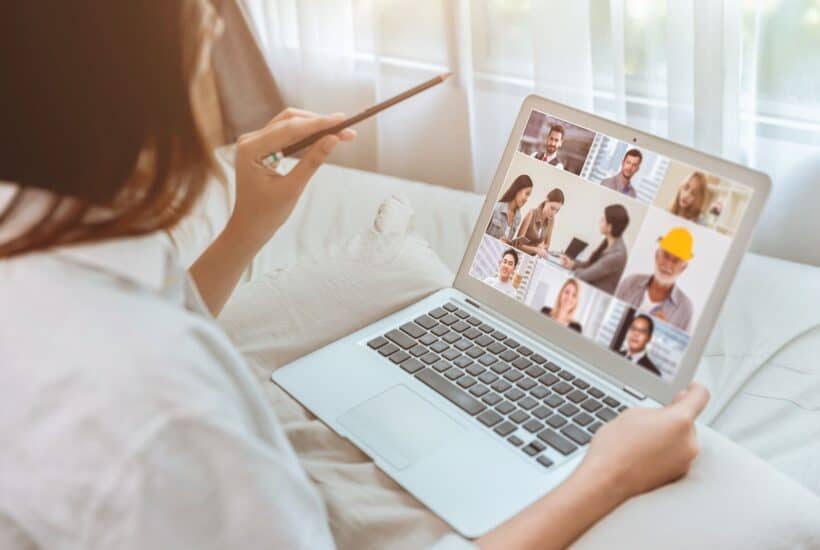 woman working at a laptop